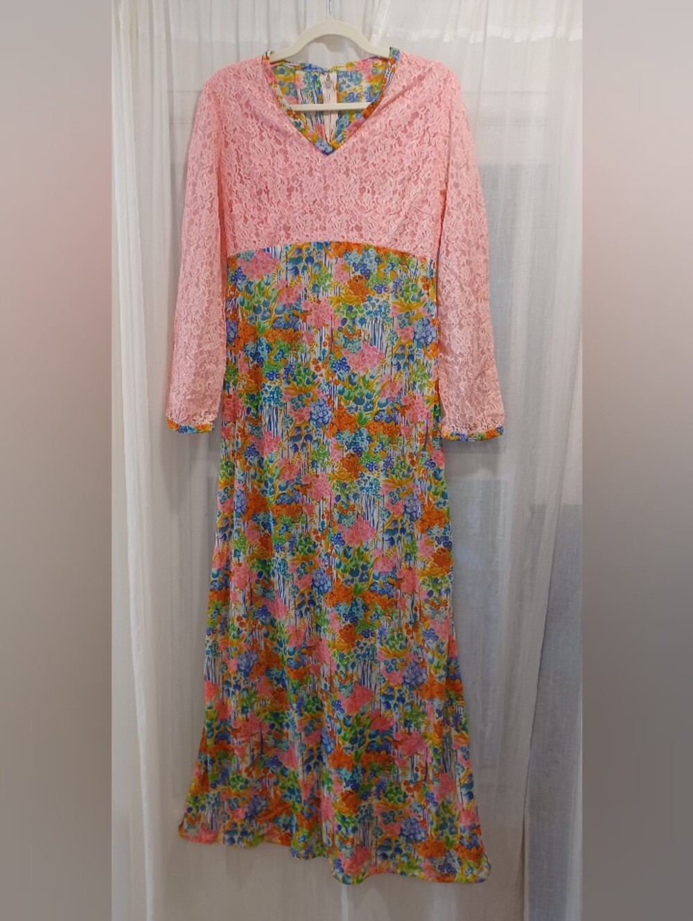 Pink Lace and Floral Vintage Maxi